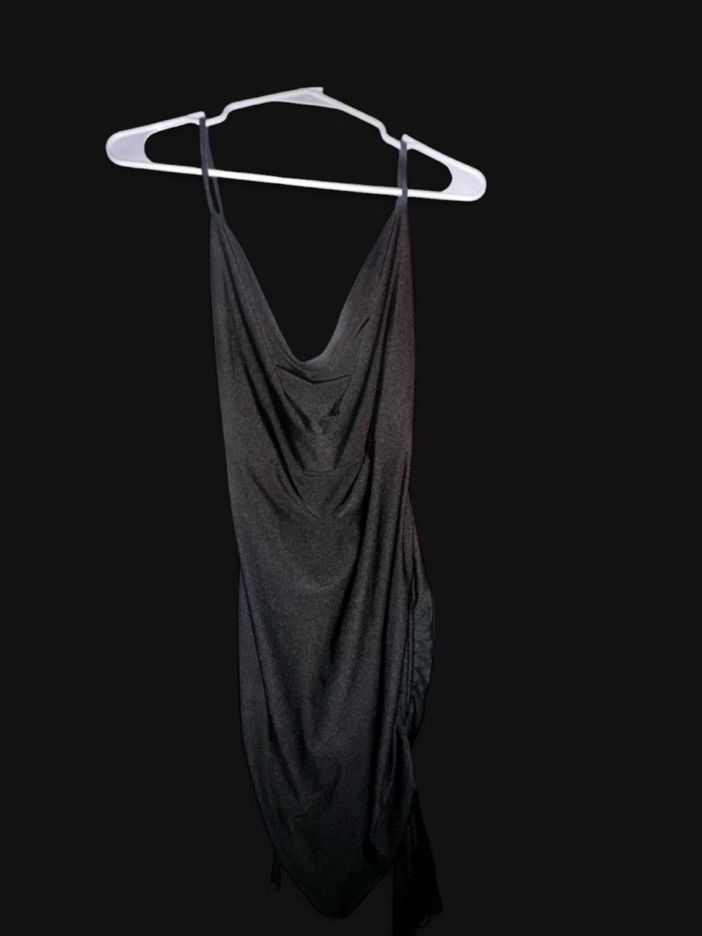 Black Cowl Neck Midi Dress - Women's Evening Dress